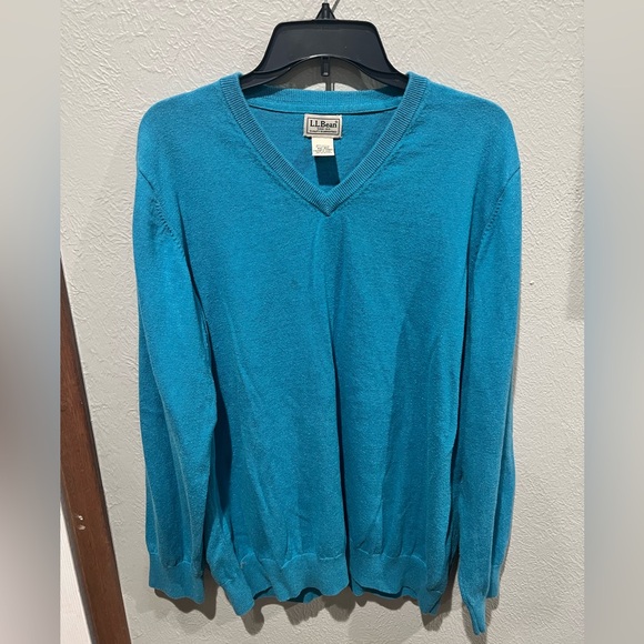 L.L. Bean Other - L.L. Bean Men's Bright Teal V-Neck Sweater Cotton Cashmere Blend Size XXL
